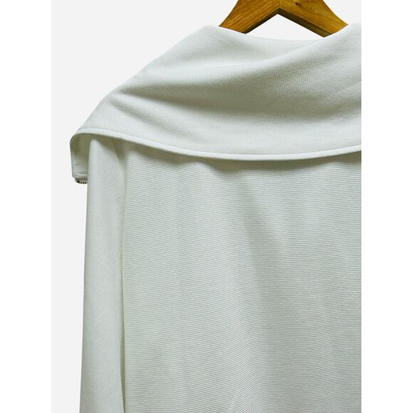 EFan White Oversized Zip Jacket Sweater Gold Hardware Size Large - Picture 5 of 10